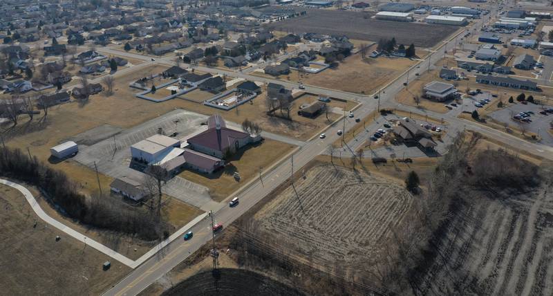 An aerial looking southwest near the intersection of North 29th Road (Wenzel Road) and Marquette Road on Wednesday, Jan. 6, 2005.
