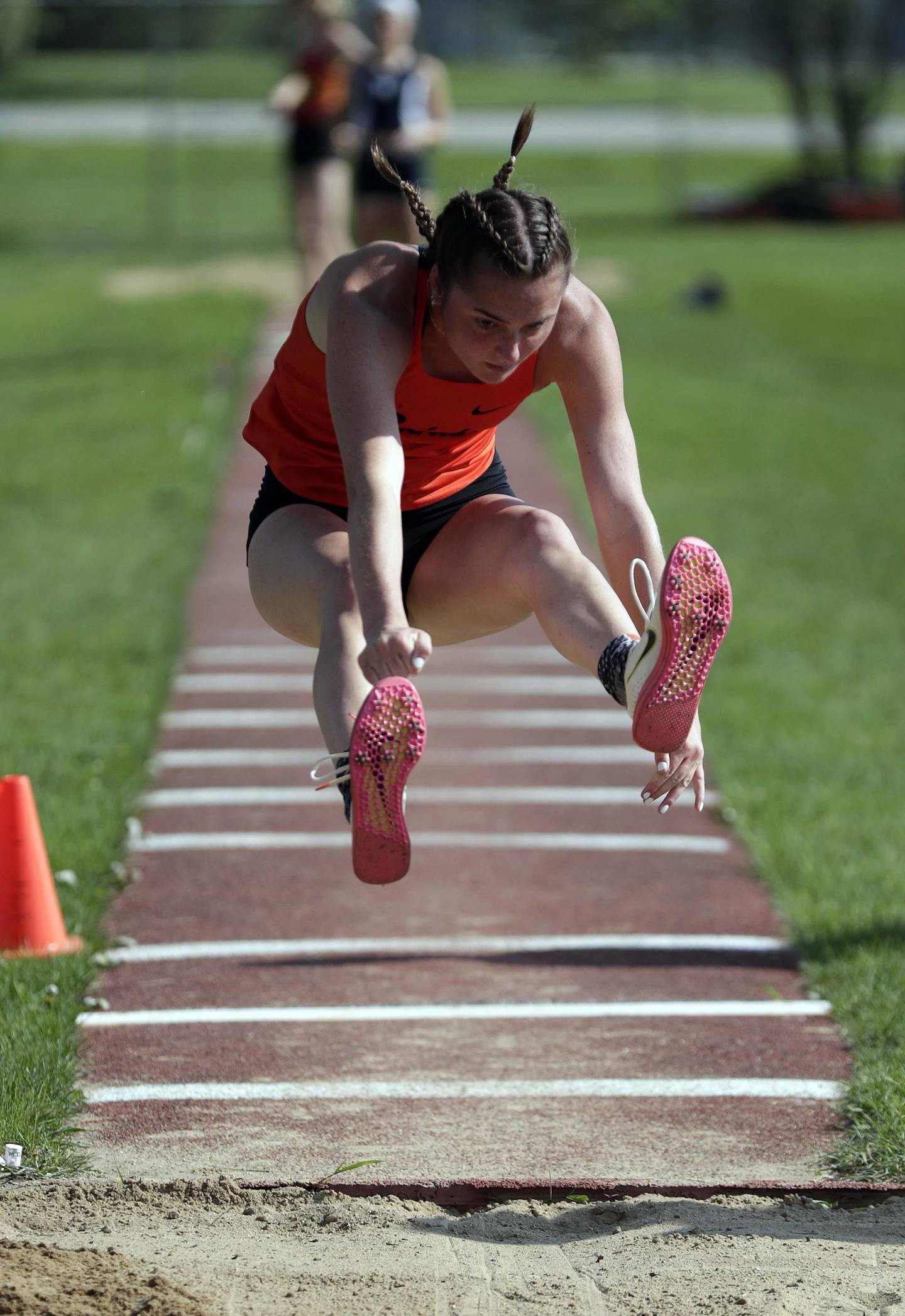Brian Hill/bhill@dailyherald.com
St. Charles East’s Katie Kempff competes in the long jump during the Class 3A Lake Park sectional girls track Thursday May 12, 2022 in Roselle.