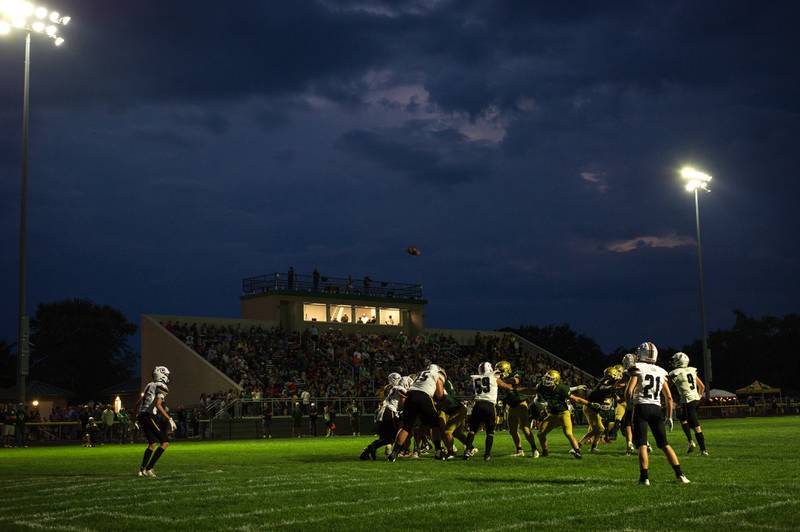 The new home stands are seen at Bishop McNamara in a game against Chicago Christian on Friday, September 19, 2025.