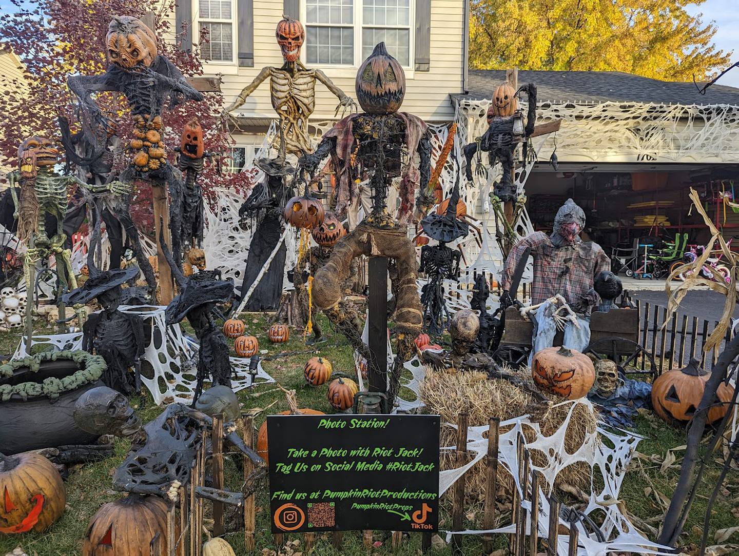 Brian Hunter of Plainfield Hunter hand-made most of the pieces in his Pumpkin Riot Productions exhibit in his front yard, carrying on his mother's tradition of making her own Halloween display pieces. The exhibit is seen on Saturday, Oct. 29, 2022.