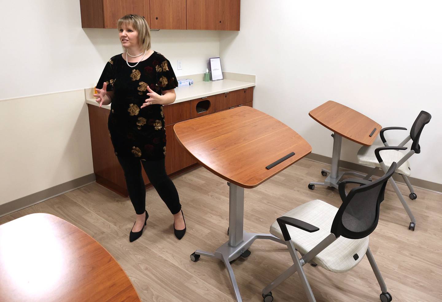 Marissa Kirch, licensed clinical social worker and manager of the partial hospitalization and intensive outpatient treatment programs at the new Northwestern Medicine Behavioral Health Services Sycamore Clinic, talks about the adolescent expressive therapy room Wednesday, Nov. 30, 2022, at the facility in Sycamore.