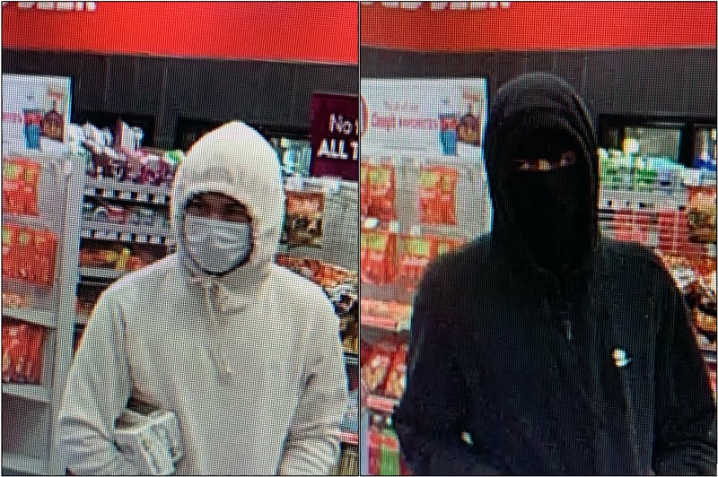 Marengo police are looking for three people after an armed robbery Tuesday, Oct. 18, 2022, at the Casey's General Store at 200 East Grant Highway. Two men entered the store and were captured on surveillance footage.