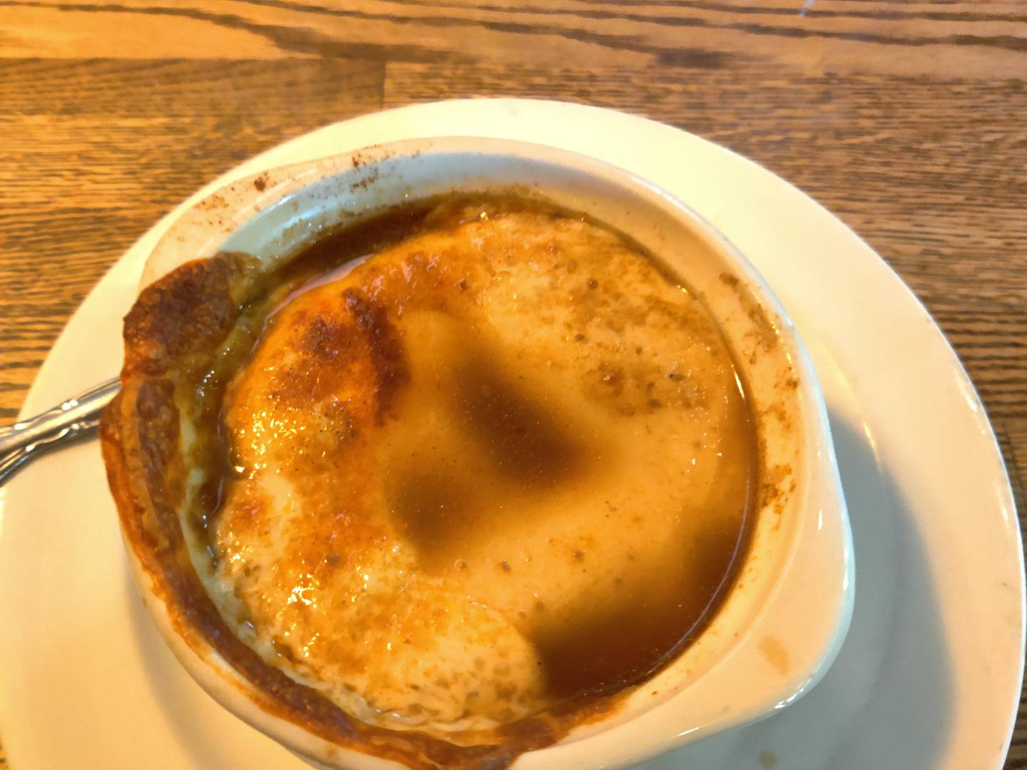 Baked French onion soup at Walnut SpeakEasy in Elgin.