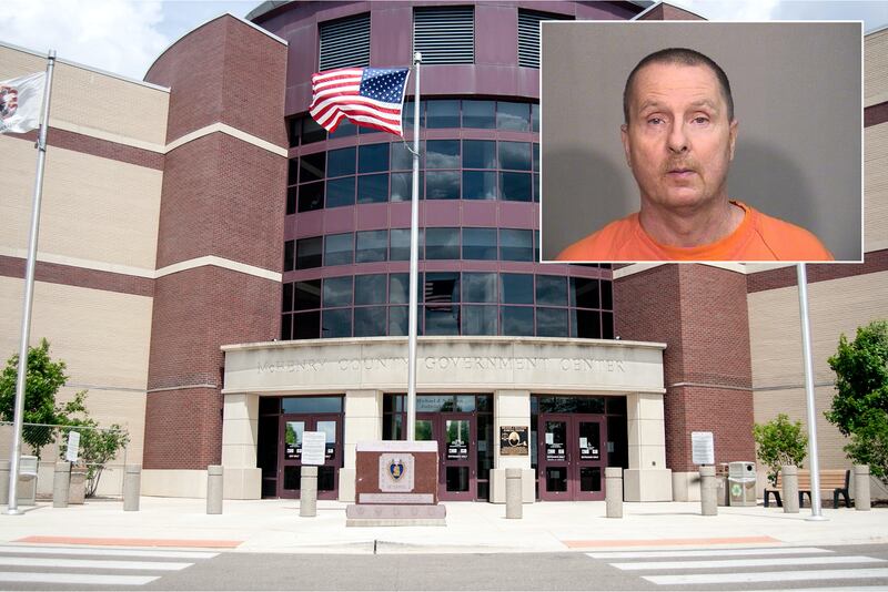 Inset of Dieter Bierwirth Jr. in front of Northwest Herald file photo of McHenry County courthouse.