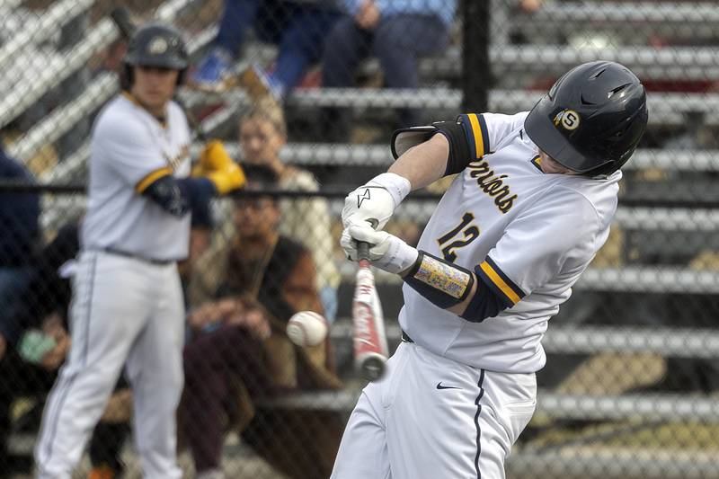 Sterling’s Drew Nettleton ropes an RBI double against Newman Tuesday, March 18, 2025.