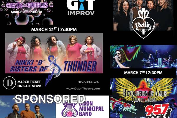 Upcoming Events in March at The Dixon Historic Theatre