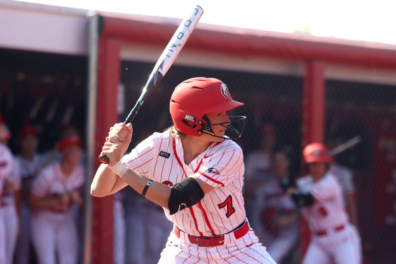 Barrington’s  Reese Cullen bats against Huntley in IHSA Class 4A Sectional Title Game softball action at the Fields of Dreams on the campus of Barrington High School in Barrington on Friday, June 6, 2025.