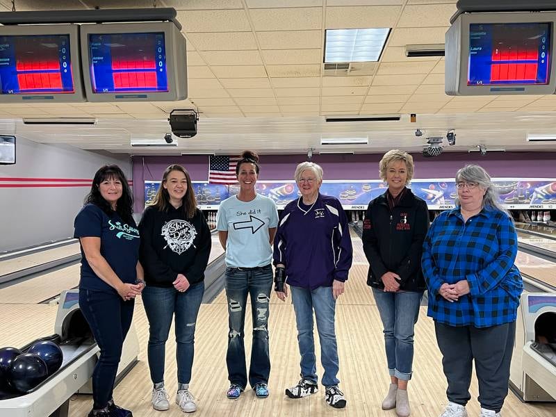 The Princeton Women's Masters Bowling Tournament marks its 50th tournament this year. A group of past masters ladies made it for the opening ceremony. They are (from left to right): Melinda Camp (2019 Champion), Shannon Allen (2-time champion), Chastidy Rotramel ( 3-time champion), Anna Flaig ( 5-time champion), Carol Towne ( 2-time champion), Pam Bardell (6-time champion).