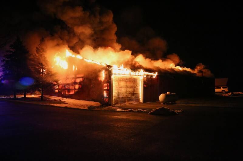 A large 60-by-100-foot barn in the 2800 block of Barreville Road was a “complete loss” after a fire Friday, Feb. 10, 2023, the Nunda Rural Fire Protection District said.