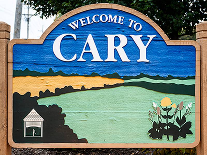 Entry sign for Cary, Illinois