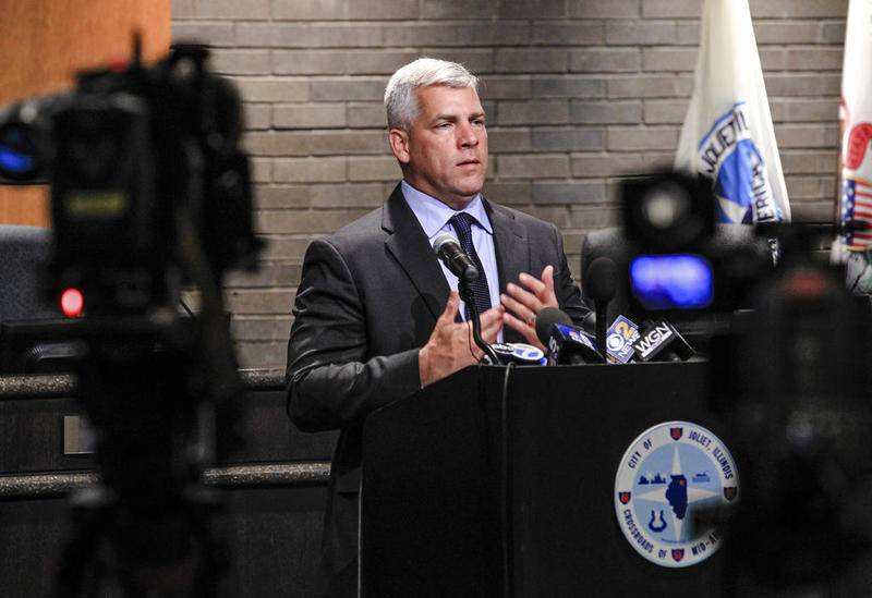 Mayor Bob O'Dekirk speaks at a Tuesday press conference to address the controversy over his scuffle with two protesters at a Black Lives Matter rally on May 31.