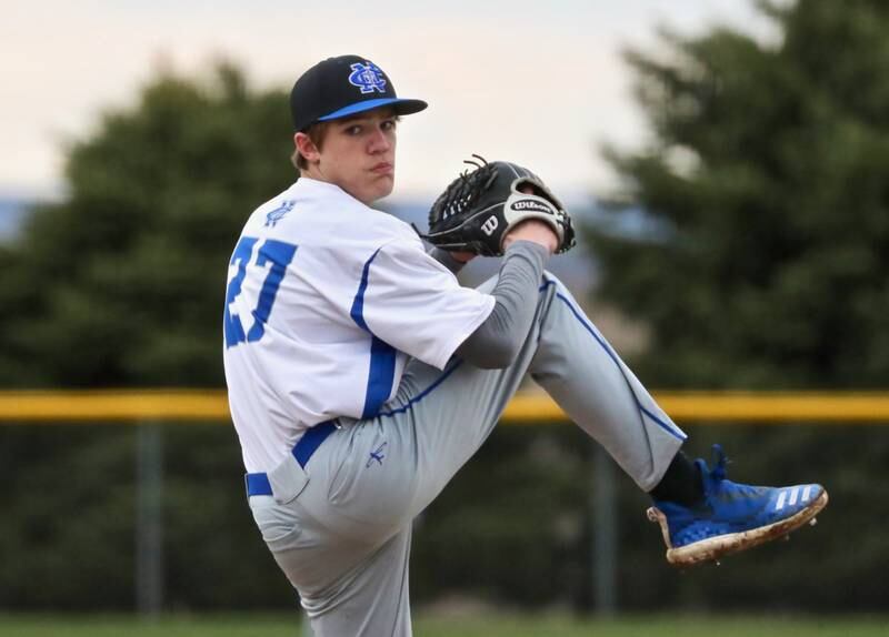 Newman sophomore Brendon Tunink delivers in Tuesday's game vs. Bureau Valley. He tossed a two-hit, 4-0 shutout.