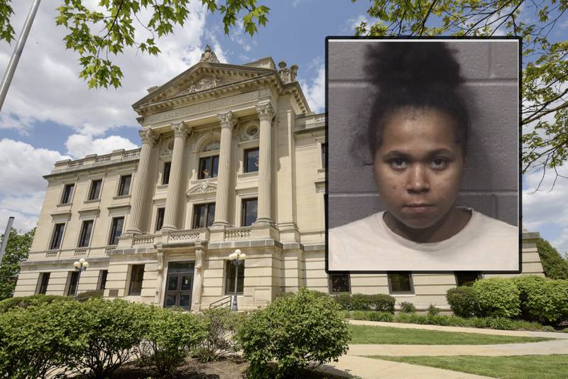Iesha S. Gilmore, 23, of DeKalb, is charged with attempted murder, aggravated domestic battery and aggravated battery in an attack reported around 4 a.m. Saturday, Jan. 18, 2025, DeKalb County court records show. (Inset photo provided by DeKalb County Jail)