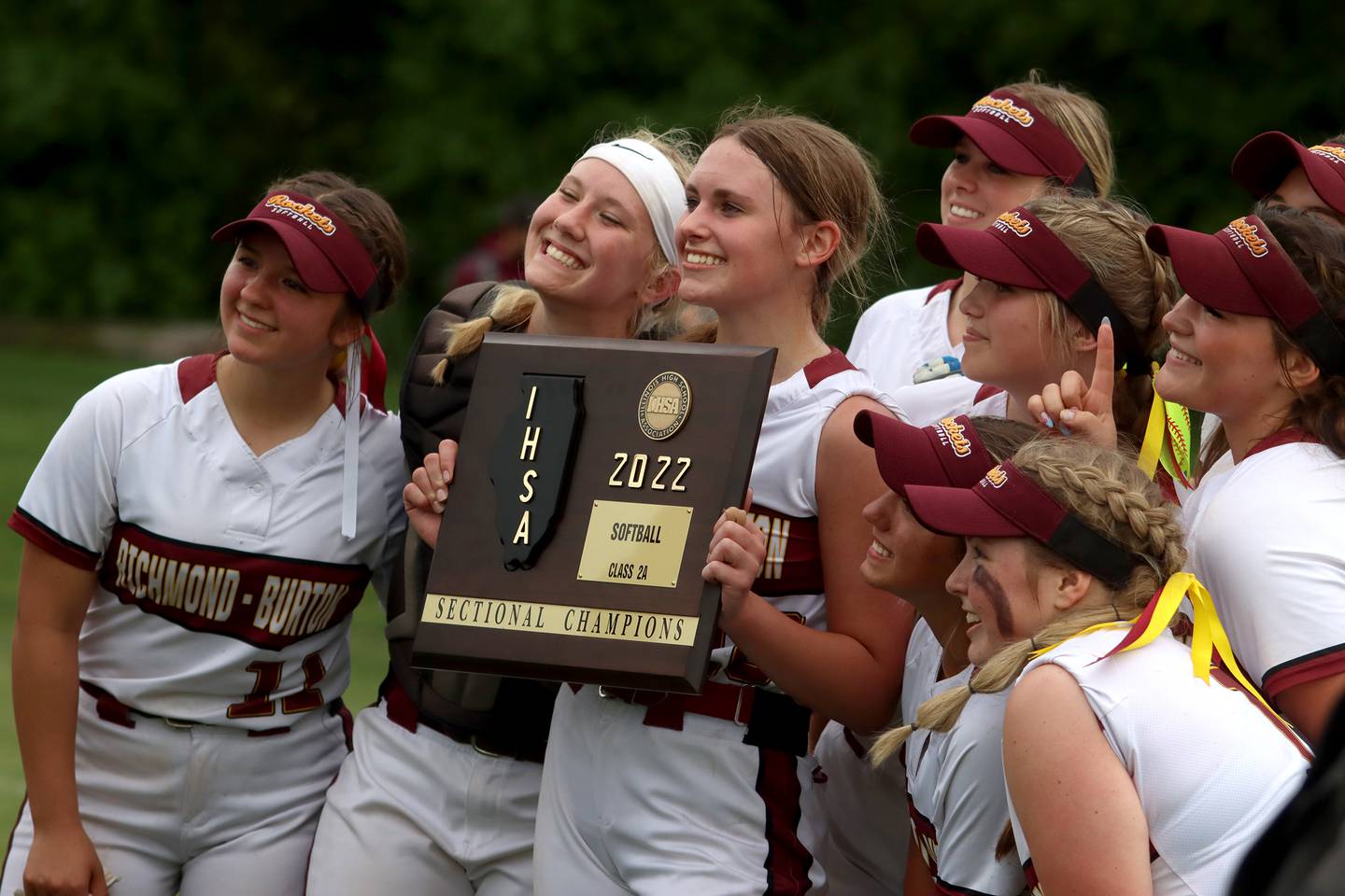 Richmond-Burton celebrates a win over Stillman Valley in softball sectional title game action in Richmond Friday evening.