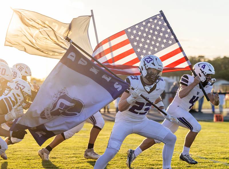 Dixon takes the field Friday, Sept. 5, 2025, to face off against the first place 3A seeded Byron Tigers.