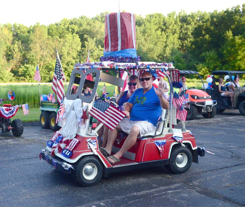 Mark and Linda Downey decorated their golf cart in the likeness of Uncle Sam for the 2020 Grand Detour Golf Cart Parade.  This year's parade is July 3.