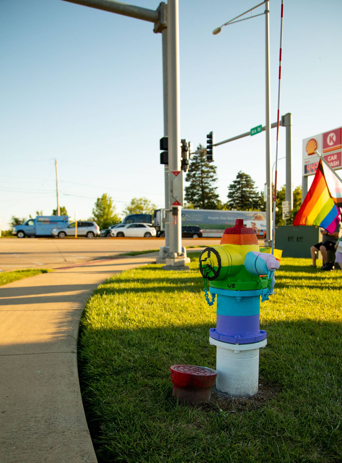 The formerly defaced fire hydrant on the northwest corner of Kirk Road and State Street/Rte. 38 in Geneva has been repainted by artist Chrissy Swanson.