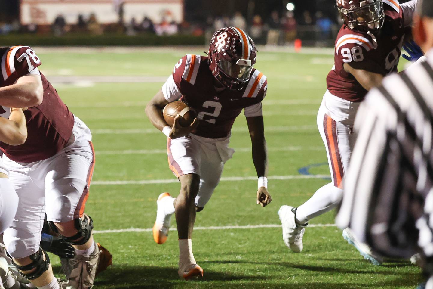 Brother Rice's C.J. Gray scores against St. Charles North in the third round of the playoffs on Saturday, Nov. 15, 2025 in Chicago.