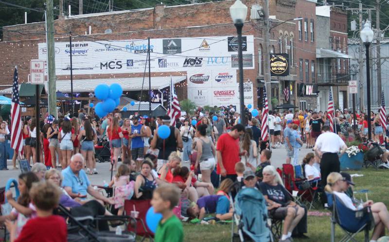 A large crowd fills Water Street for the Independence Day fireworks on Thursday, July 3, 2025 in Peru.