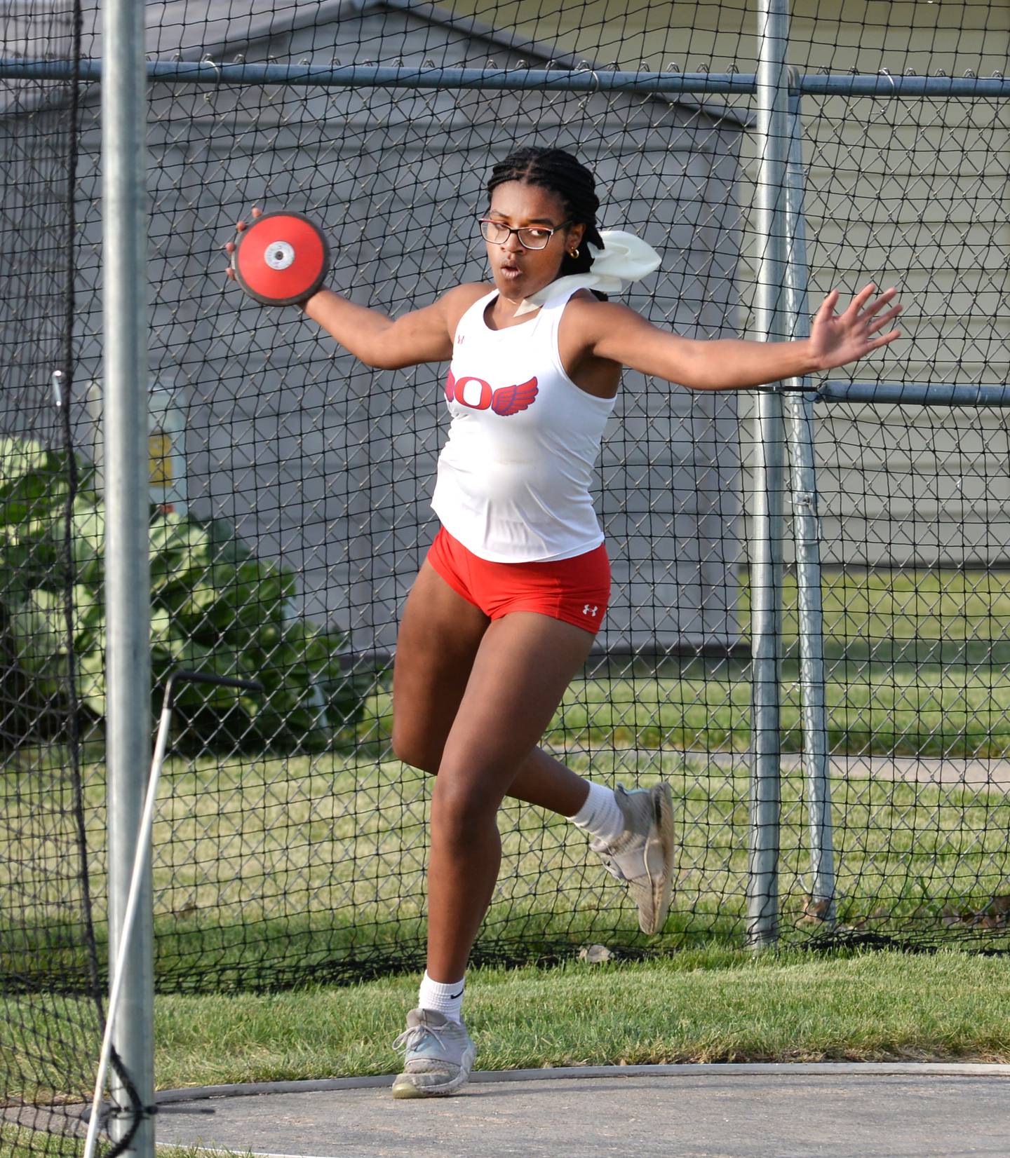 Oregon's Alease McLain won the discus event at the 1A Lena-Winslow sectional on Thursday, May 15, 2025. She will compete at the state meet this week at Eastern Illinois University in Charleston.