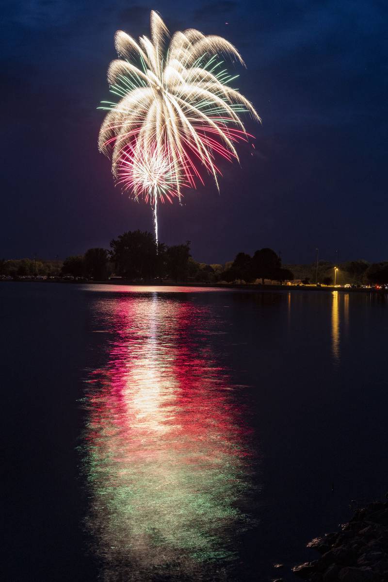 Fireworks explode over Lake Mendota during the show on Saturday, June 24, 2023.