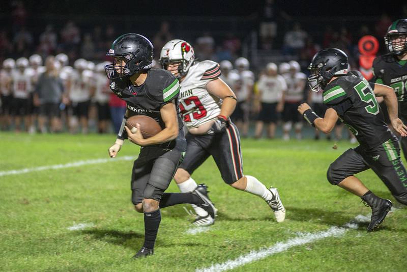 Rock Falls QB Easton Canales runs the ball Friday, Sept. 2, 2022 against Stillman Valley.