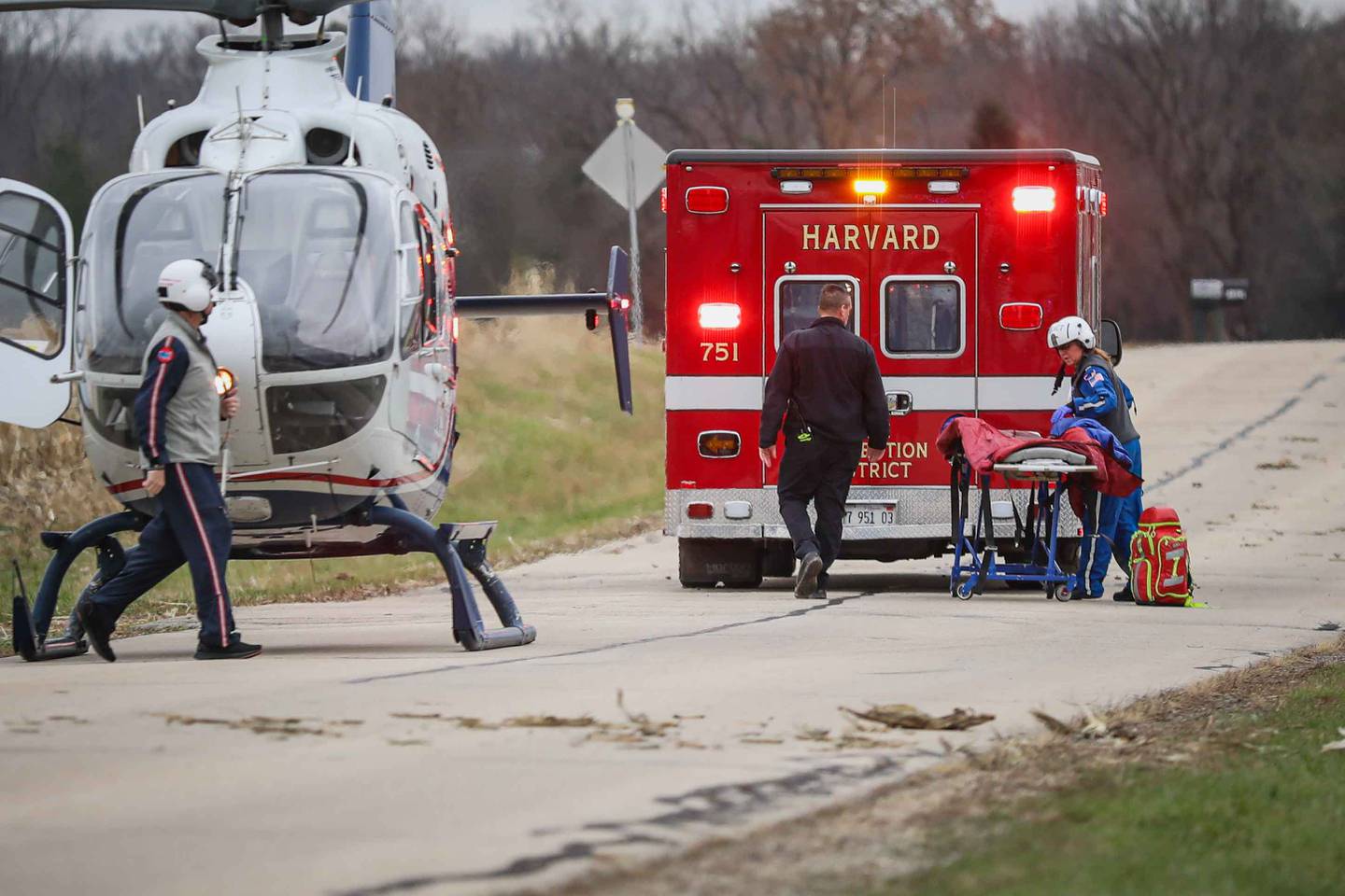 A man was airlifted after a crash Saturday, Nov. 23, 2024, near Harvard.