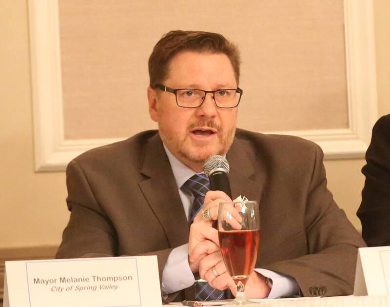 Oglesby mayor Jason Curran speaks during the Illinois Valley Chamber of Commerce State of the Cities luncheon on Wednesday, March 27, 2024 at Grand Bear Resort at Starved Rock in Utica.