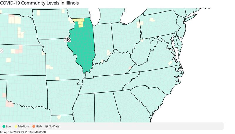 Illinois' COVID-19 community levels for Friday, April 14, 2023