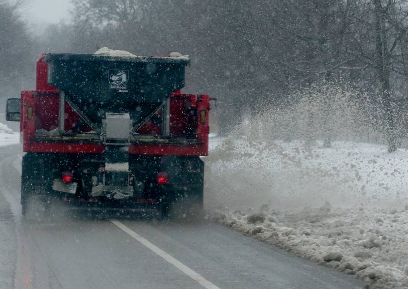 A snow plow pushes snow away along Ottawa Avenue on Tuesday, Jan. 9, 2024 in Ottawa.