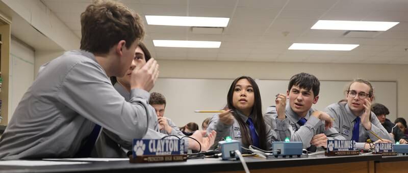 The Princeton High School varsity scholastic bowl team competes on Jan. 9, 2025, playing against Kewanee High School.