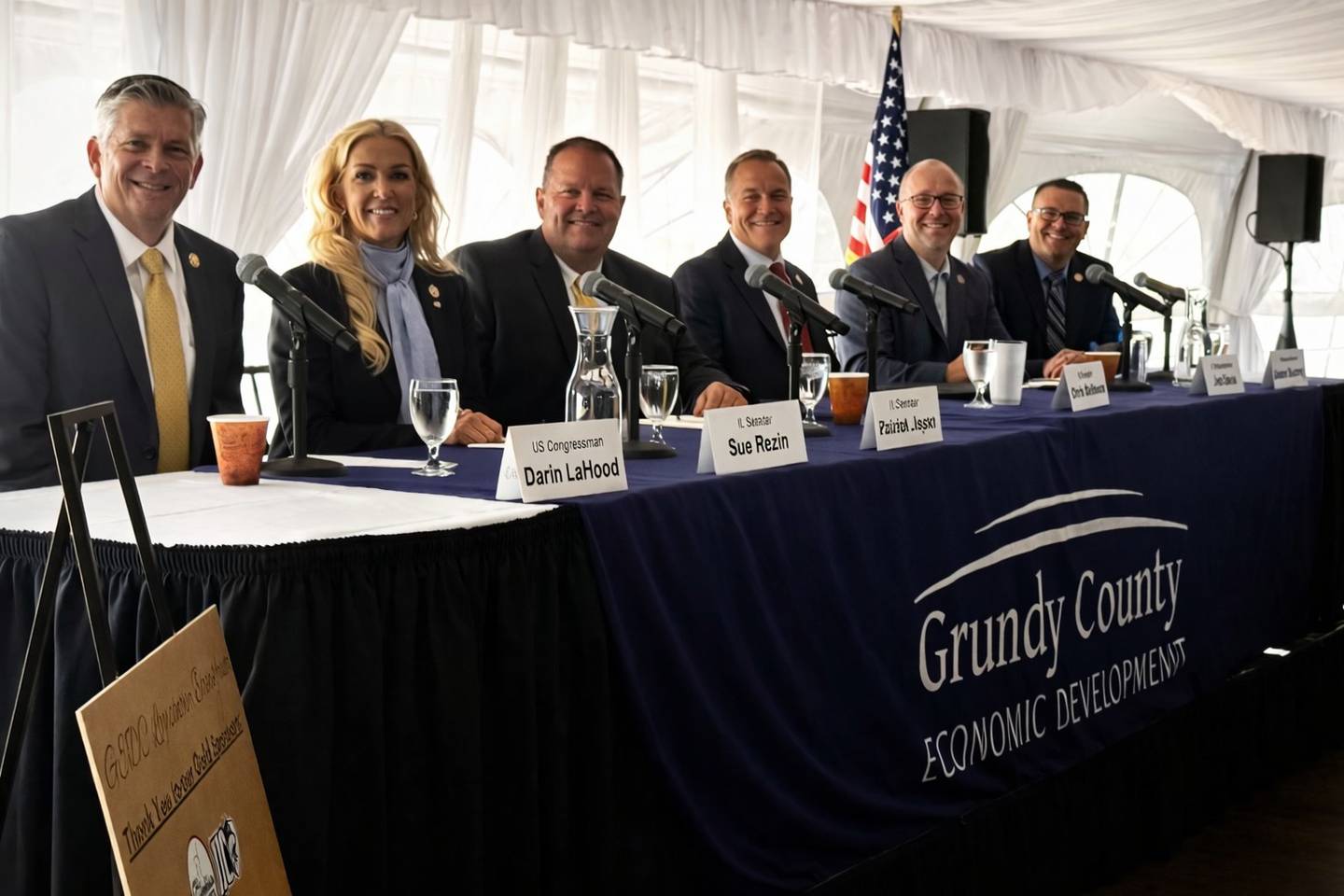 Congressman Darin LaHood, State Senator Sue Rezin, State Senator Patrick Joyce, State Senator Chris Balkema, State Rep. Jed Davis, and Statre Rep. Jed Davis at the GEDC's annual legislative breakfast.