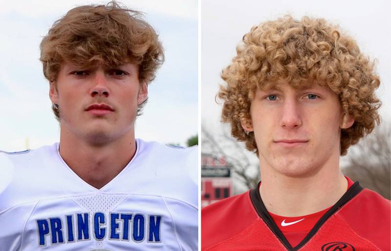 Princeton's Teegan Davis (left) and Hall's Mac Resetich were named to the IHSFCA All-State Team.