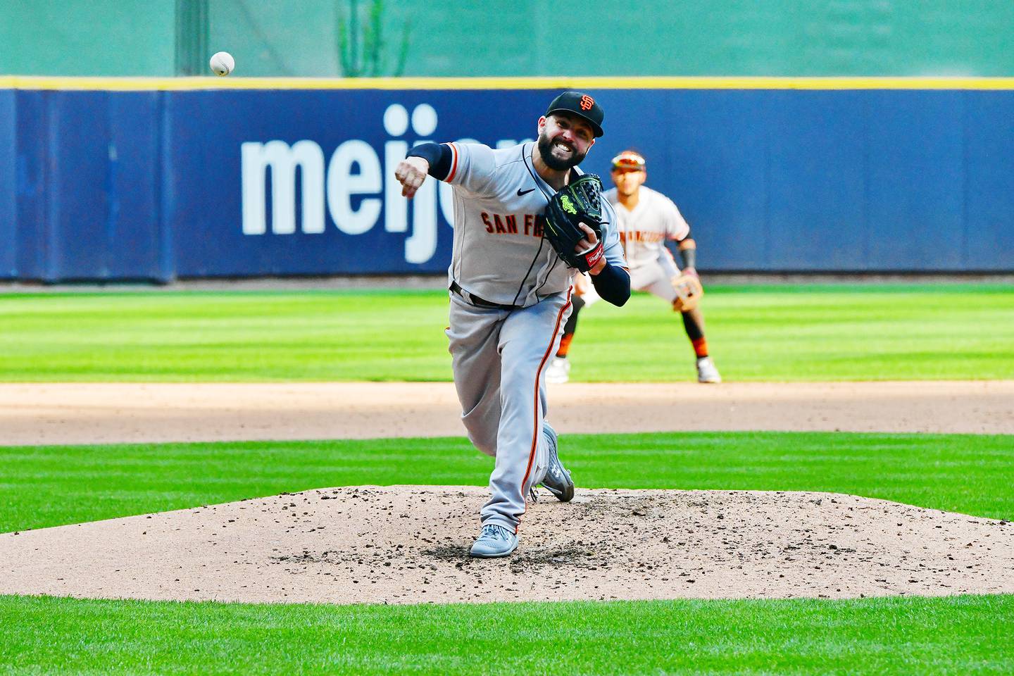 Giants starter Jakob Junis pitches against the Brewers on Thursday, Sept. 8, 2022. The Rock Falls native has had a solid season in his first year with San Francisco.