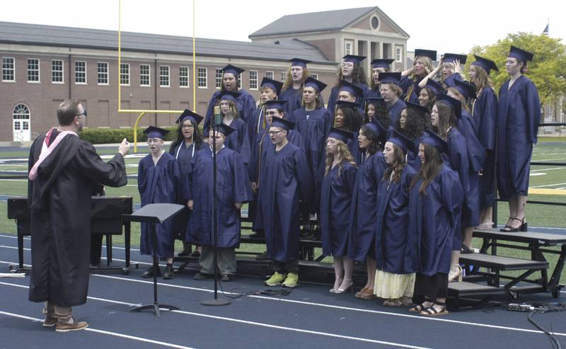 The SHS Senior Chorus performs the national anthem. The Sterling High School Class of 2026 Commencement Ceremony was held Sunday, May 17, 2026, at Roscoe Eades Field in Sterling.
