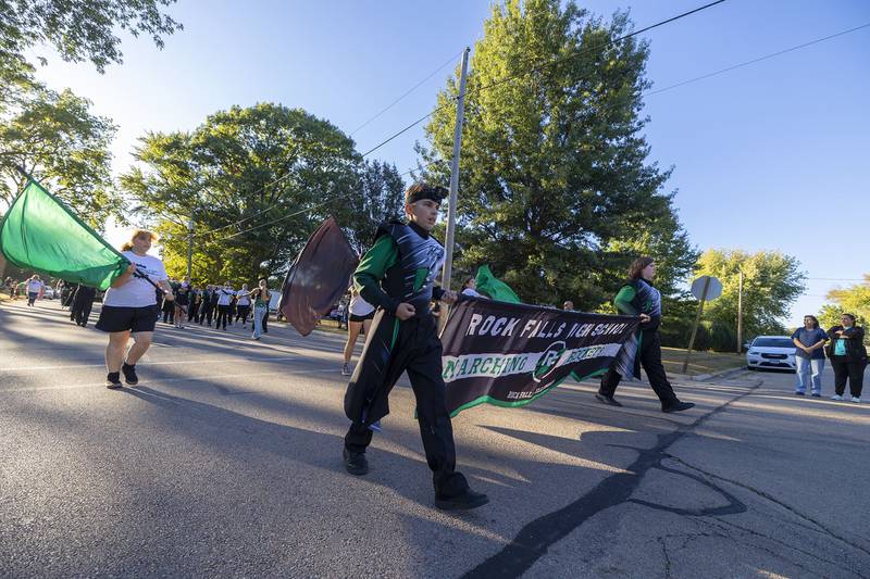 The RFHS marching band leads the homecoming parade Thursday, Sept. 25, 2025.