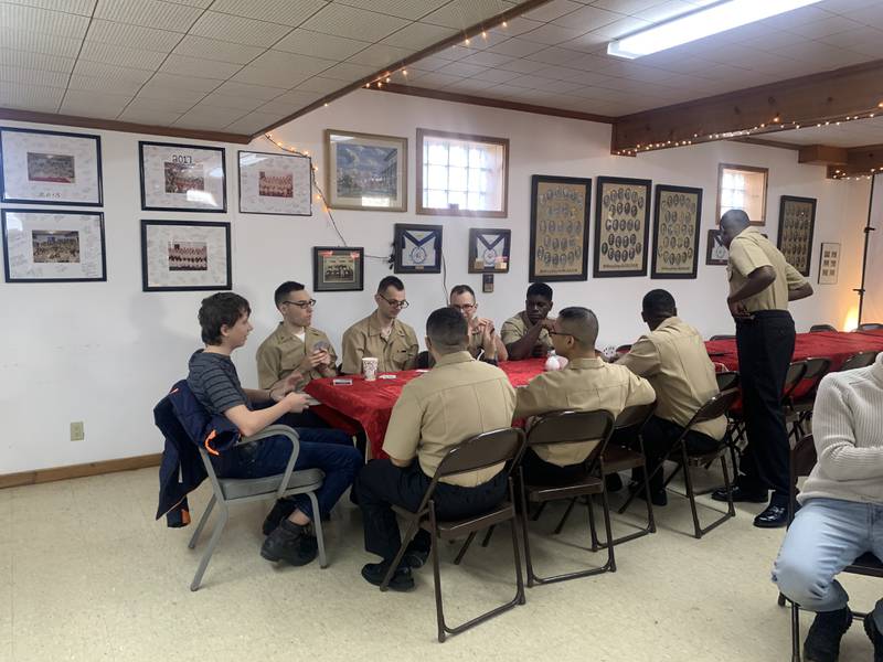 Recruits from the Great Lakes Naval Base in North Chicago hosted for Christmas Day 2022 at the McHenry Masonic Lodge
