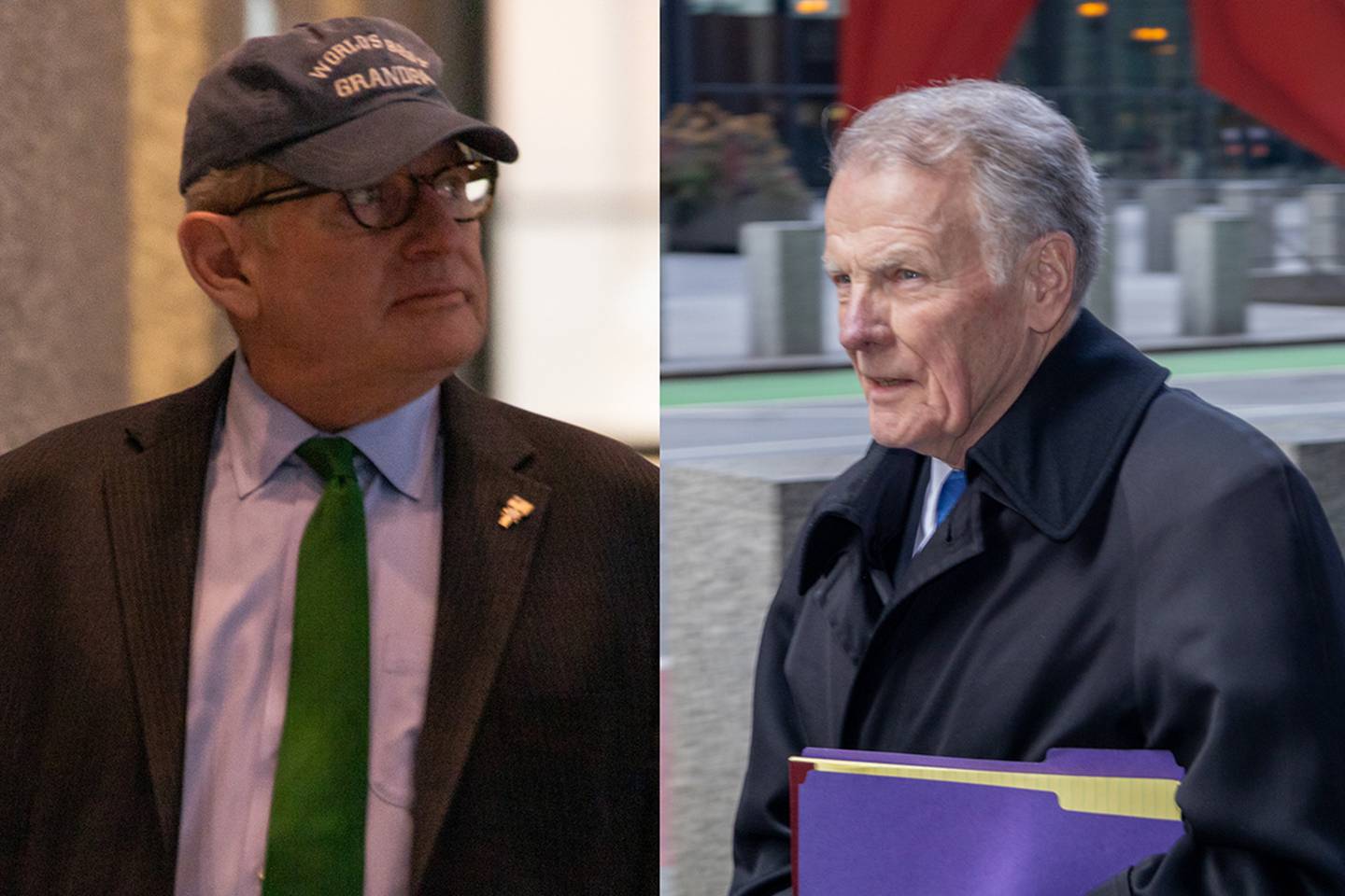 Longtime Statehouse lobbyist Mike McClain and former Illinois House Speaker Michael Madigan are pictured in file photos outside the Dirksen Federal Courthouse in Chicago. The pair's fate will soon be in a jury’s hands after their three-month joint public corruption trial concludes Wednesday.