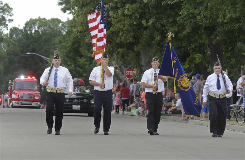 Members of the Wenona American Legion lead the start of the Wenona Days parade Sunday, Aug. 14, 2022.