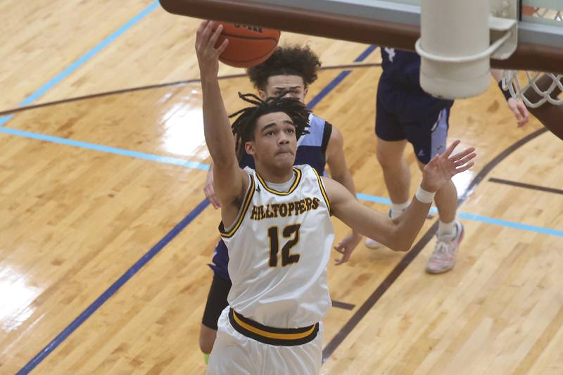 Joliet Catholic’s JJ Sterrett lays in a shot against Plainfield South on Wednesday, Jan. 17th, 2024 in Joliet.