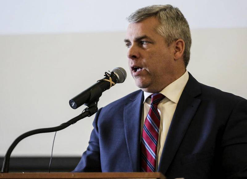 Mayor Bob O'Dekirk delivers the State of the City address Monday at the Renaissance Center in Joliet.