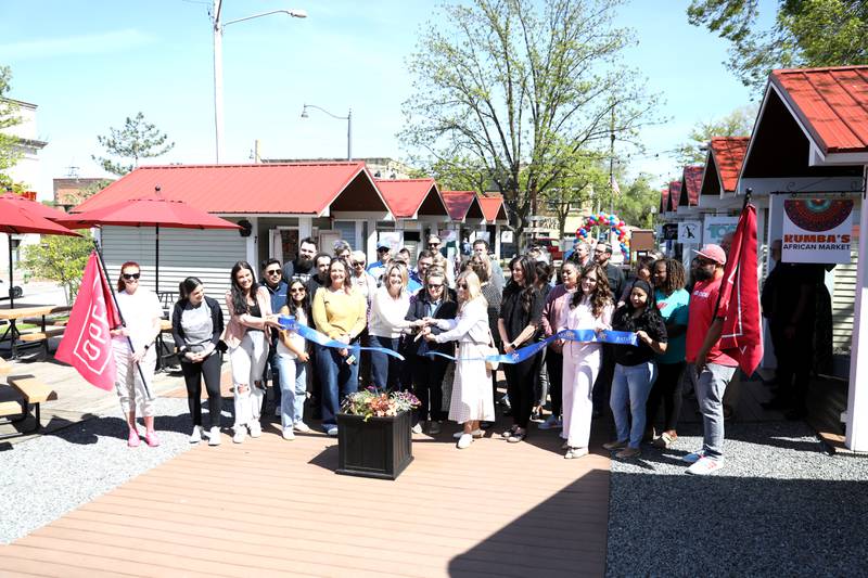 The 2025 Batavia Boardwalk Shops opened on with a Ribbon Cutting Ceremony on Friday, May 9, 2025. The cluster of tiny shops on the southeast corner of Wilson and River Streets in Batavia houses 10 independent businesses as a business incubator project of Batavia MainStreet and the City of Batavia.