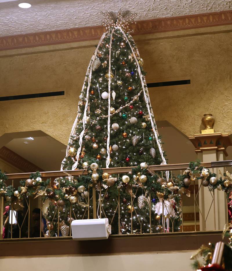 The tree inside the Egyptian Theatre Thursday, Dec. 4, 2025, during the annual Lights on Lincoln and Santa Comes to Town event hosted by the DeKalb Chamber of Commerce.