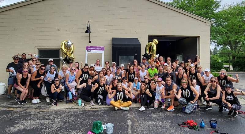 Heather's Gym, a woman-owned boutique fitness studio in Libertyville, is celebrating 10 years in business. The studio hosted a celebration class with remarks and refreshments afterward on June 8. Sixty people attended.