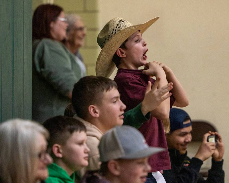 Child reacts to missed shot in game of Donkey Basketball on Saturday, Feb. 7, 2026 at Seneca High School West Campus in Seneca.