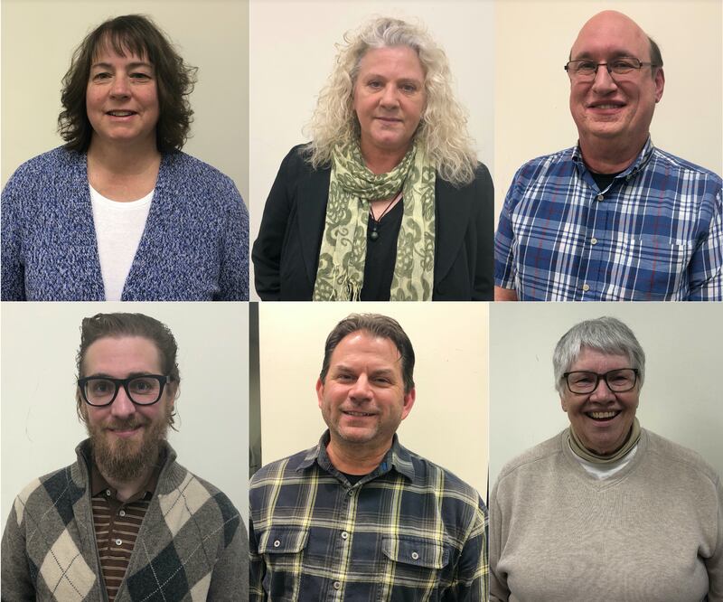 Six incumbents trustees are running for the Hebron Village Board. They include (top row, left to right) Candace Knaack, Dawn Milarski, Mark Shepherd, (bottom row, left to right) Josh Stevens, Mark Mogan and Shirlee Correll.