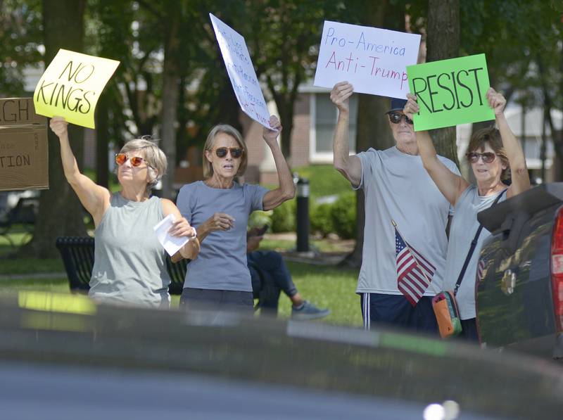 An estimated 100 took part Saturday afternoon in Ottawa’s Washington Square in the national “Rage Against the Regime” to protest the policies of President Tump’s administration. Illinois Valley Indivisible invited residents to take part in the protest.