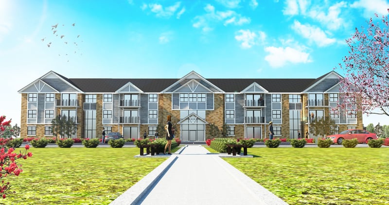 Renderings show a 93-unit apartment development proposed for 551 Congress Parkway in Crystal Lake. The City Council gave preliminary approval to the project on Tuesday, Jan. 18, 2022.