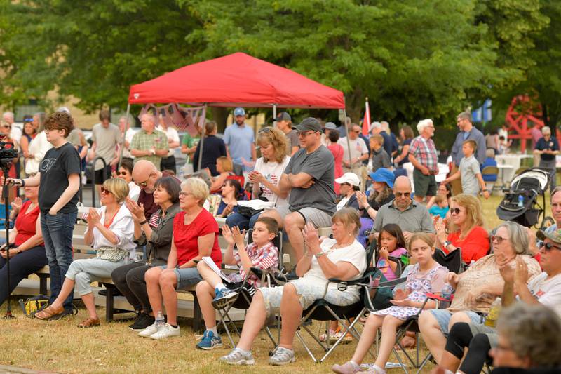 The bleachers and lawn were filled with people to celebrate the annual Batavia Flag Day Ceremony on Wednesday, June 14, 2023.