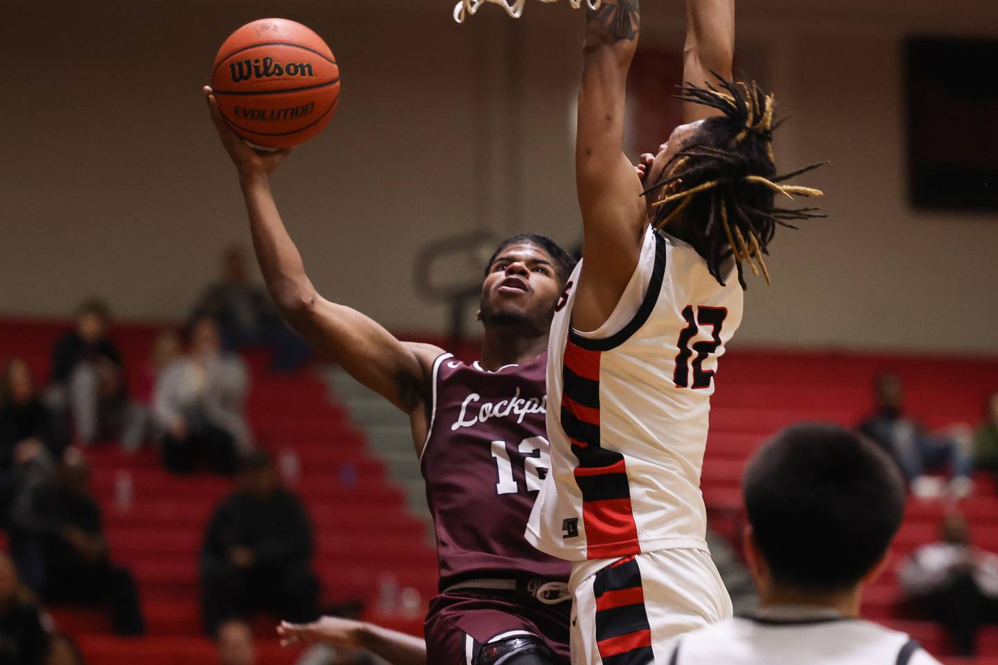Lockport’s Jalen Falcon lays in a shot against Bolingbrook on Friday, February 10th.
